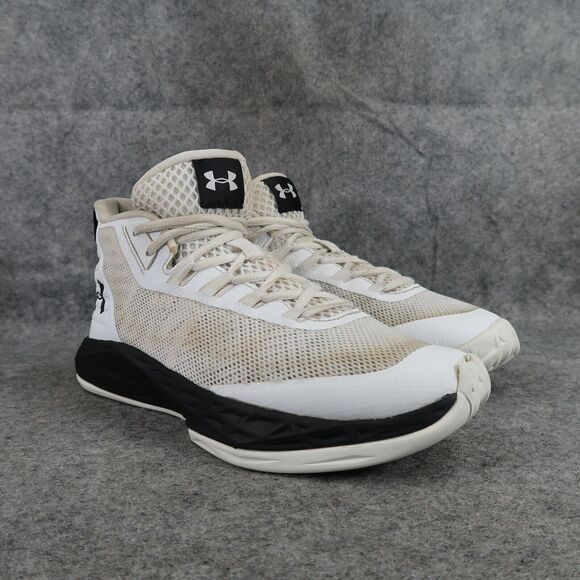 Under Armour Shoes Womens 8 Athletic Trainers Basketball Sports Active White Mid - Picture 1 of 16